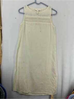 DKNY Pure Midi 100%‎ Linen Sleeveless Dress Petite Small White